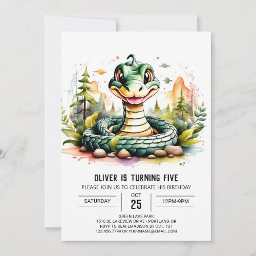 Simple Snake Children Birthday Invitation