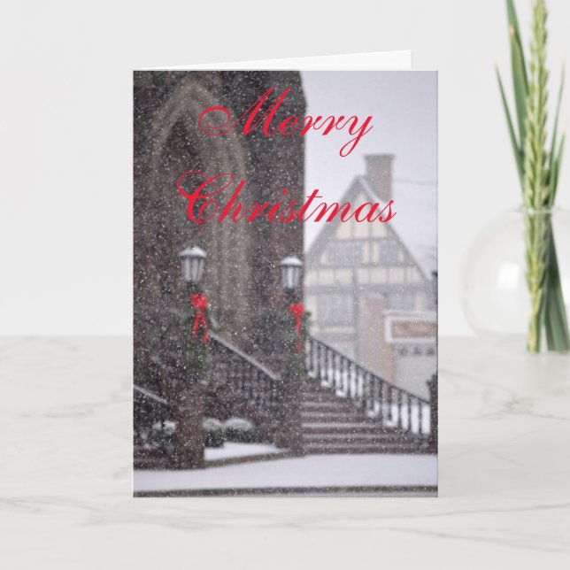 Simple Snow Church Christmas greeting cards (Front)