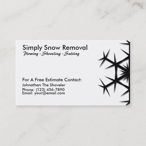 Customizable Simple Snow Shoveling, Plowing, Removal Card Business Card Template