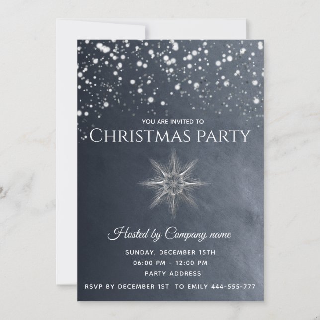 Simple snow  snowflake corporate Christmas party  Invitation (Front)