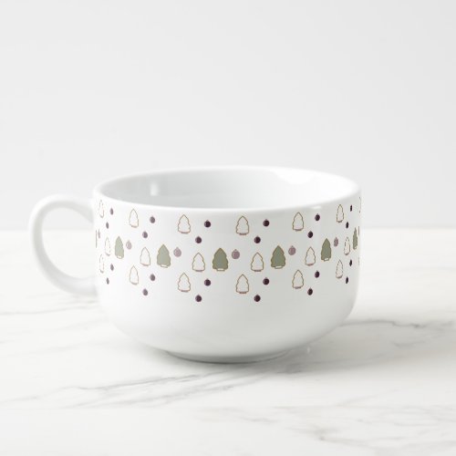 Simple Snow Trees Ornaments Christmas Soup Mug