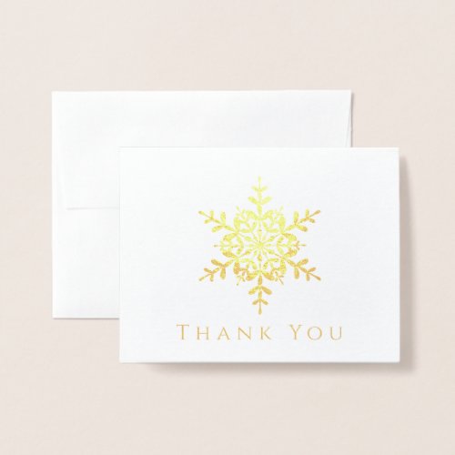 Simple Snowflake Christmas Winter Thank You Gold Foil Card