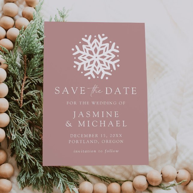 Simple Snowflake Dusty Rose Save The Date (Creator Uploaded)