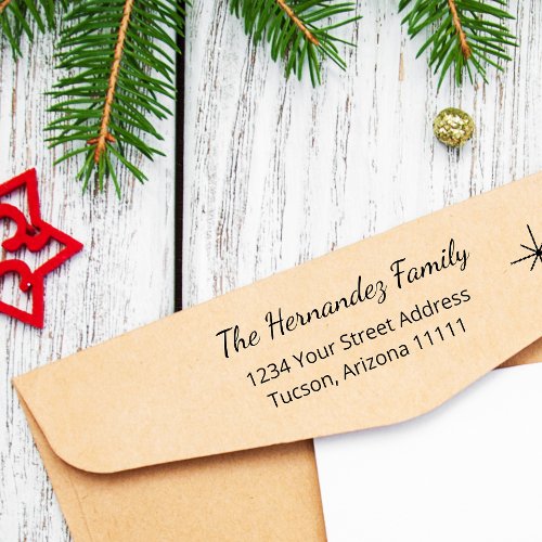 Simple Snowflake Family Christmas Return Address Self_inking Stamp