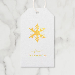 Simple Snowflake Gold foil Holiday Foil Gift Tags