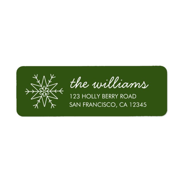 Simple Snowflake Green Return Address Labels (Front)
