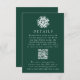 Simple Snowflake Green Wedding Details QR Code Enclosure Card | Zazzle