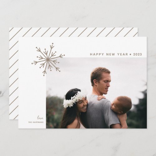 Simple Snowflake Japandi New Year Photo  Holiday Card