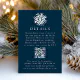 Simple Snowflake Navy Wedding Details QR Code Enclosure Card | Zazzle