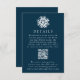 Simple Snowflake Navy Wedding Details QR Code Enclosure Card | Zazzle