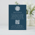 Simple Snowflake Navy Wedding Details QR Code Enclosure Card | Zazzle