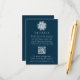 Simple Snowflake Navy Wedding Details QR Code Enclosure Card | Zazzle