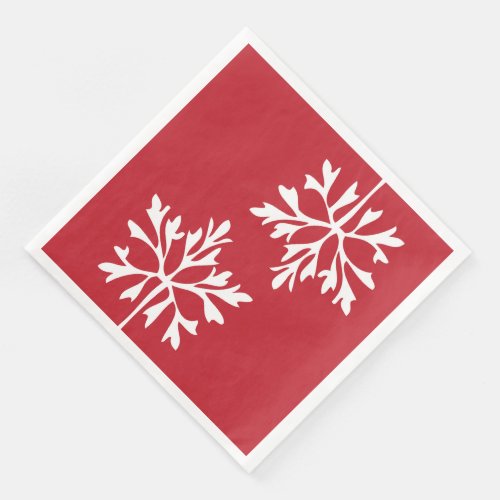 Simple snowflake on the red background paper dinner napkins