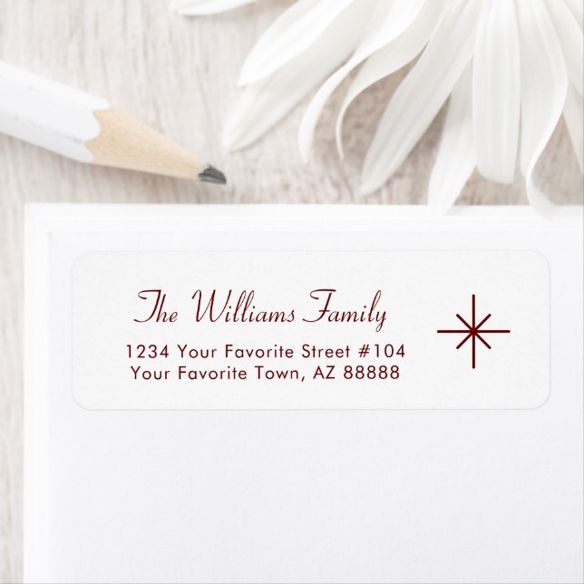 Simple Snowflake Red Typography Return Address Label (Insitu)