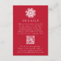 Simple Snowflake Red Wedding Details QR Code Enclosure Card | Zazzle