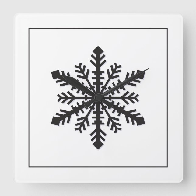 Simple Snowflake Square Wall Clock (Front)