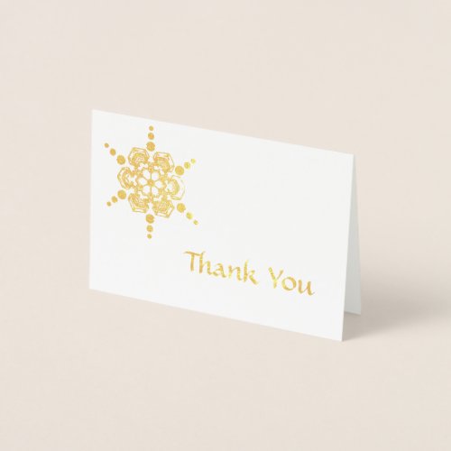 Simple Snowflake Starburst Thank You Gold Foil Card