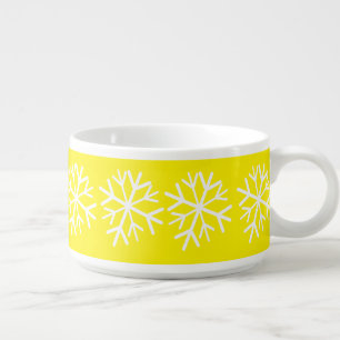 Simple Snowflake White  Bright Yellow   Bowl
