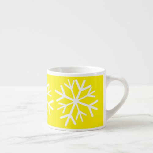 Simple Snowflake White  Bright Yellow  Espresso Cup