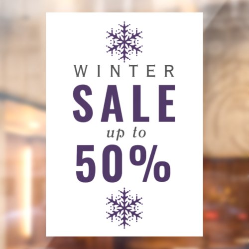 Simple snowflake winter sale sign window cling
