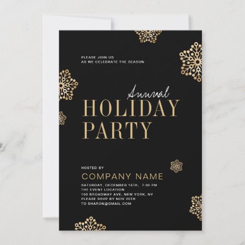 Simple Snowflakes Annual Holiday Party Invitation