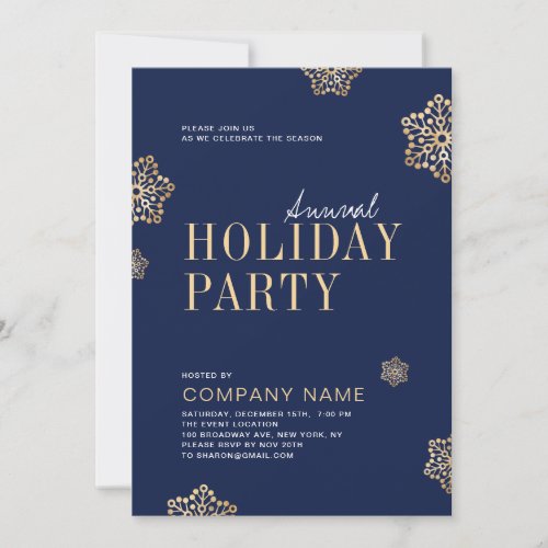 Simple Snowflakes Annual Holiday Party Invitation