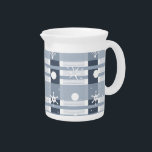Simple Snowflakes Blue Plaid  Beverage Pitcher<br><div class="desc">Snowflakes and Plaid Background</div>