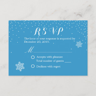 Simple Snowflakes Blue Winter Wedding RSVP Cards