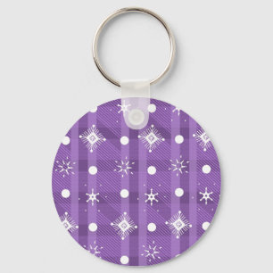 Simple Snowflakes Purple Plaid Pattern Keychain