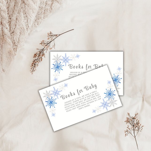 Simple Snowflakes Winter Books For Baby Shower  Enclosure Card (Simple Snowflakes Winter Books For Baby Shower Enclosure Card)