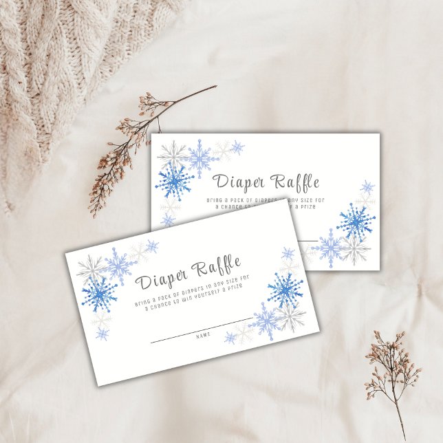 Simple Snowflakes Winter Diaper Raffle Shower Game Enclosure Card (Simple Snowflakes Winter Diaper Raffle Shower Game Enclosure Card)