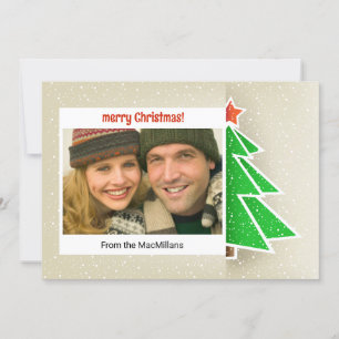 Simple Snowy Christmas Tree Photo Holiday Card