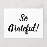 Simple So Grateful Modern Script Typography Postcard