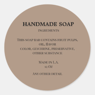 simple soap small business ingredient product labe classic round sticker