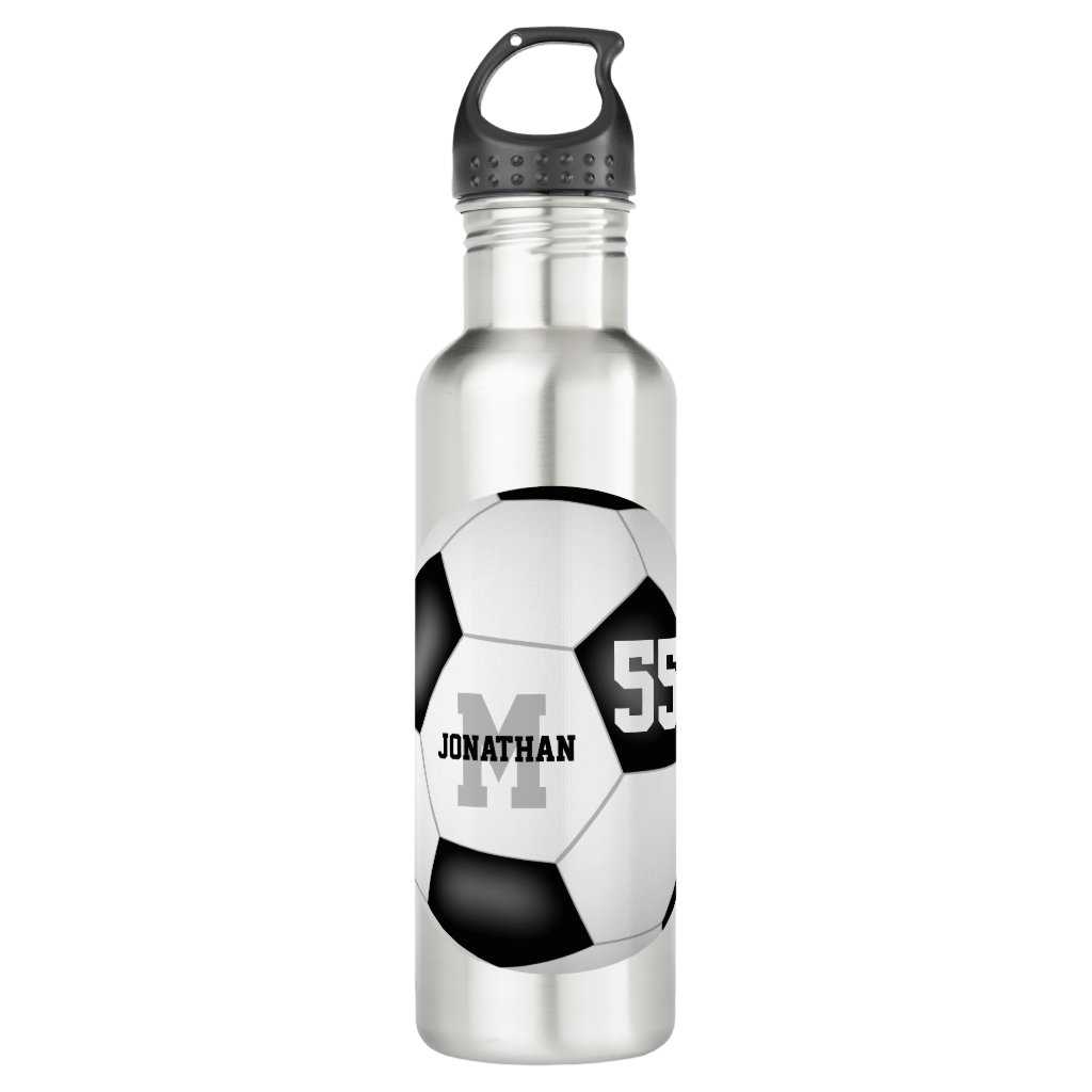 soccer ball name jersey number water bottle