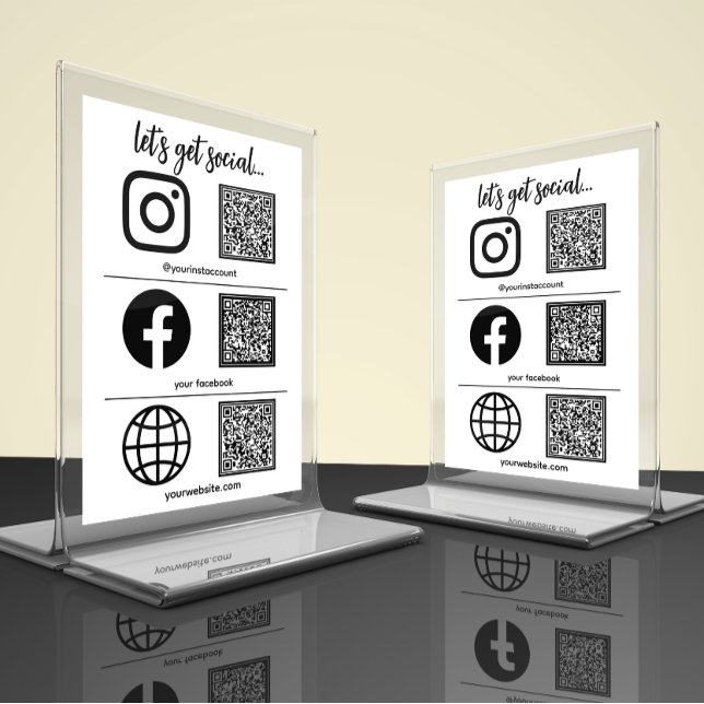 Simple Social Media Icon | QR Code Table Card (Creator Uploaded)