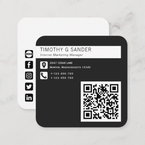 Simple social media networking QR code Square Business Card
