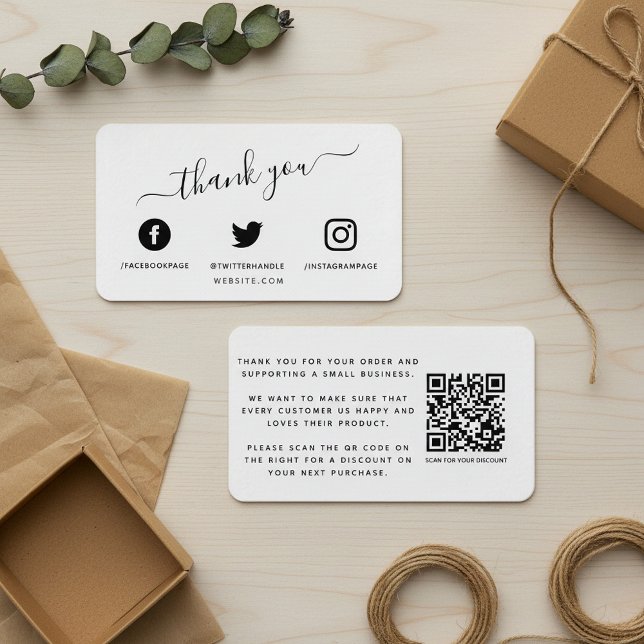 Simple social media QR code thank you discount Enclosure Card (Simple social media QR code thank you discount Enclosure Card.)