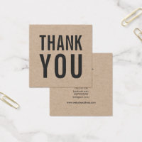 Simple Social Media Rustic Thank You Kraft Square Business Card