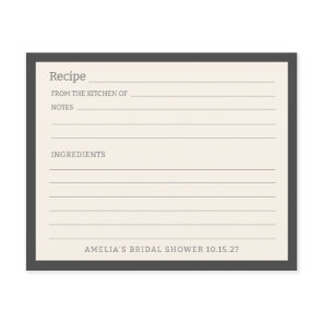 Simple Soft Black Border Personalized Recipe Card