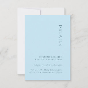 Simple Soft Blue Wedding Details card