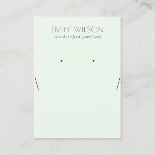 Simple Soft Green Aqua Necklace Earring Display Business Card