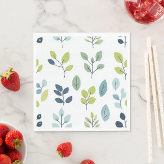 Simple Soft Green Botanical Leaf Design Napkins