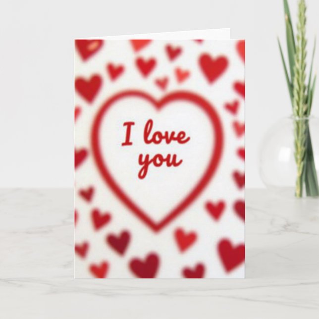 Simple Soft I Love You Hearts Card (Front)
