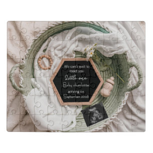 Simple soft Neutral Pregnancy Announcement gift Jigsaw Puzzle
