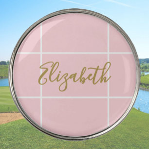 Simple soft pink minimalist custom name ladies golf ball marker
