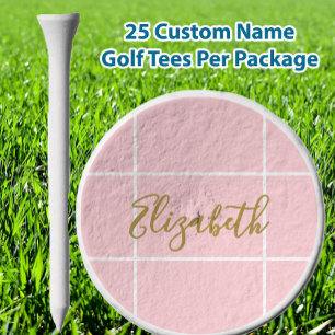 Simple soft pink minimalist custom name ladies  golf tees