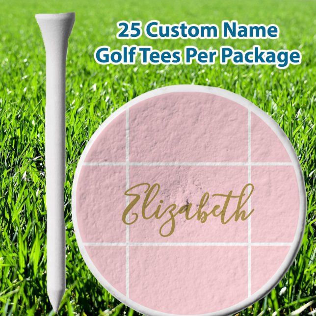 Simple soft pink minimalist custom name ladies  golf tees (Creator Uploaded)