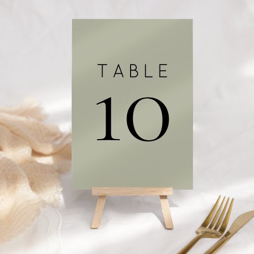 Simple Soft Sage Green Wedding Table Number