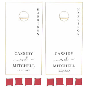 Simple soft white elegant wedding cornhole set